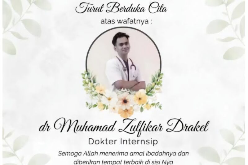 Investigasi gabungan tidak menemukan indikasi perundungan maupun kelebihan beban kerja dalam kasus wafatnya dr. Muhammad Zulfikar Drakel. (Foto: IDI Lampung)
